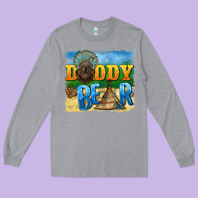 Daddy Bear Native Long Sleeve Tee Designed By Barkaloodesign
