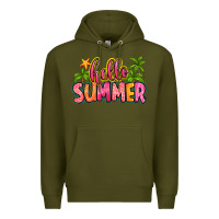 Army Green hello summer Premium Hoodie - Zillion Design Studio