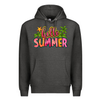 Charcoal Heather hello summer Premium Hoodie - Zillion Design Studio