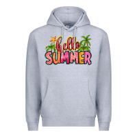 Heather Grey hello summer Premium Hoodie - Zillion Design Studio