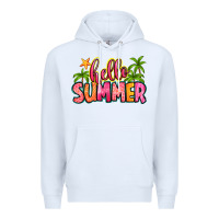 White hello summer Premium Hoodie - Zillion Design Studio