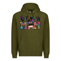 Army Green hot mess mom messy bun Premium Hoodie - Zillion Design Studio