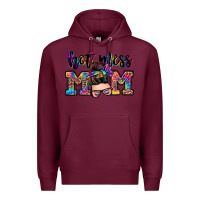 Burgundy hot mess mom messy bun Premium Hoodie - Zillion Design Studio