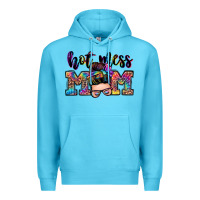 Ocean Blue hot mess mom messy bun Premium Hoodie - Zillion Design Studio
