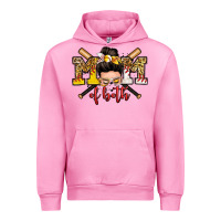 Fuchsia Pink mom of both baseball and softball messy bun Urban Hoodie - Zillion Design Studio