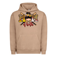 Pigment Burro mom of both baseball and softball messy bun Urban Hoodie - Zillion Design Studio