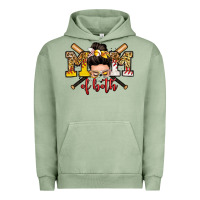 Pigment Oil Green mom of both baseball and softball messy bun Urban Hoodie - Zillion Design Studio
