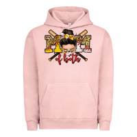 Pigment Salmon mom of both baseball and softball messy bun Urban Hoodie - Zillion Design Studio