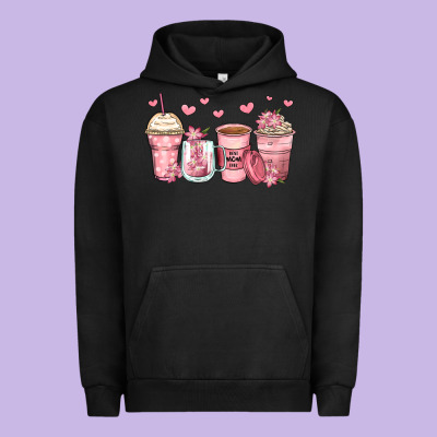 Mother's Day Floral Coffee Cups Urban Hoodie Designed By Zillion Design Studio