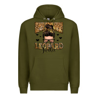 Army Green leopard junkie messy bun Premium Hoodie - Zillion Design Studio