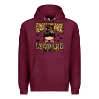 Burgundy leopard junkie messy bun Premium Hoodie - Zillion Design Studio