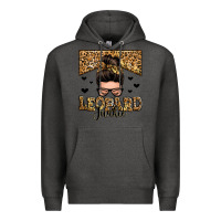 Charcoal Heather leopard junkie messy bun Premium Hoodie - Zillion Design Studio