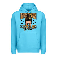Ocean Blue leopard junkie messy bun Premium Hoodie - Zillion Design Studio