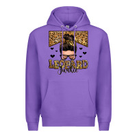 Purple leopard junkie messy bun Premium Hoodie - Zillion Design Studio