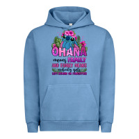 Pigment Pebble Blue ohana means family Urban Hoodie - Zillion Design Studio