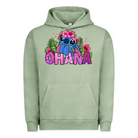 Pigment Oil Green ohana stitch Urban Hoodie - Zillion Design Studio