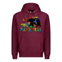 Burgundy mama bear autism Premium Hoodie - Zillion Design Studio