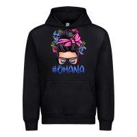 Black ohana stitch messy bun Urban Hoodie - Zillion Design Studio