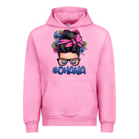 Fuchsia Pink ohana stitch messy bun Urban Hoodie - Zillion Design Studio