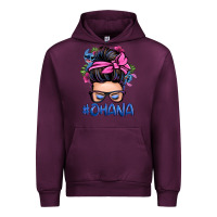 Mauve Wine ohana stitch messy bun Urban Hoodie - Zillion Design Studio