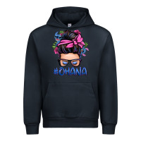 Navy ohana stitch messy bun Urban Hoodie - Zillion Design Studio