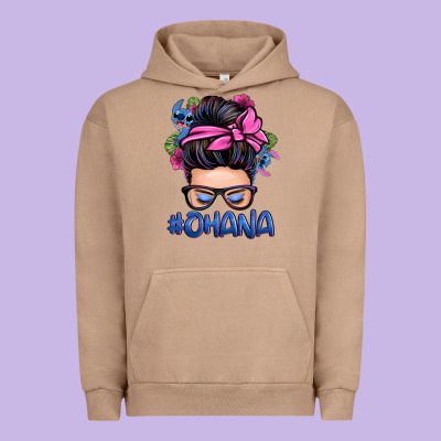 Ohana Stitch Messy Bun Urban Hoodie Designed By Zillion Design Studio