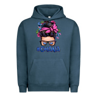 Pigment Midnight Navy ohana stitch messy bun Urban Hoodie - Zillion Design Studio