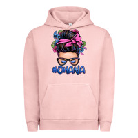 Pigment Salmon ohana stitch messy bun Urban Hoodie - Zillion Design Studio