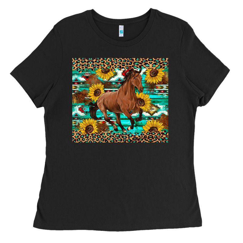 Western Horse Sunflowers Ladies Tee by Artiststas | Teevron
