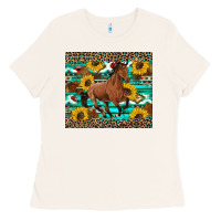 Bone western horse sunflowers Ladies Tee - Artiststas