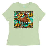 Matcha western horse sunflowers Ladies Tee - Artiststas