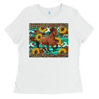 White western horse sunflowers Ladies Tee - Artiststas