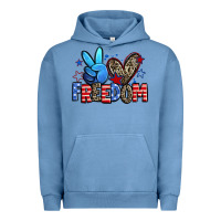 Pigment Pebble Blue peace love freedom Urban Hoodie - Zillion Design Studio