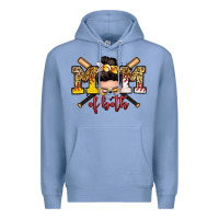 Colony Blue mom of both baseball and softball messy bun Premium Hoodie - Zillion Design Studio