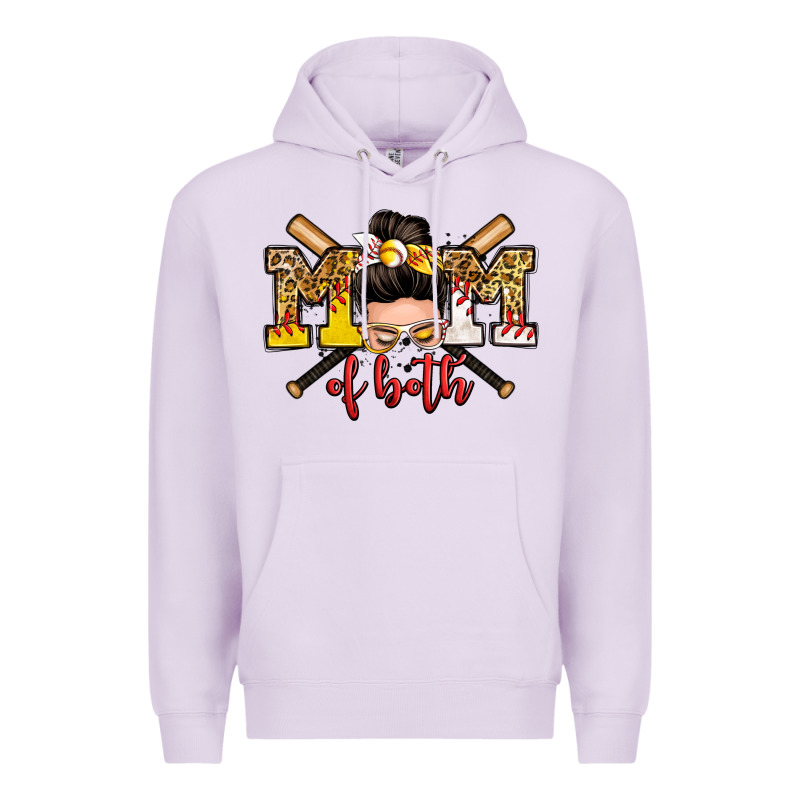 Mom Of Both Baseball And Softball Messy Bun Premium Hoodie by Zillion Design Studio | Teevron