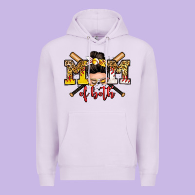 Mom Of Both Baseball And Softball Messy Bun Premium Hoodie Designed By Zillion Design Studio