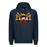 Navy mom of both baseball and softball messy bun Premium Hoodie - Zillion Design Studio