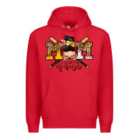 Red mom of both baseball and softball messy bun Premium Hoodie - Zillion Design Studio
