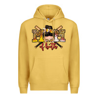 Antique Gold mom of both baseball and softball messy bun Premium Hoodie - Zillion Design Studio