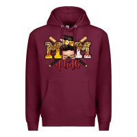 Burgundy mom of both baseball and softball messy bun Premium Hoodie - Zillion Design Studio