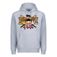 Heather Grey mom of both baseball and softball messy bun Premium Hoodie - Zillion Design Studio