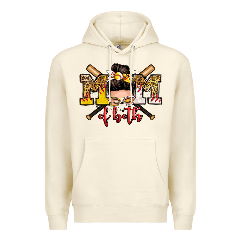 Mom Of Both Baseball And Softball Messy Bun Premium Hoodie by Zillion Design Studio | Teevron