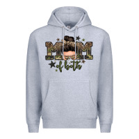 Heather Grey mom of both boys messy bun Premium Hoodie - Zillion Design Studio