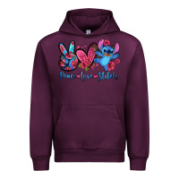 Mauve Wine peace love stitch Urban Hoodie - Zillion Design Studio