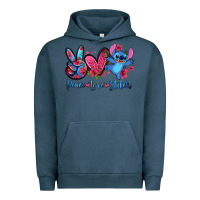 Pigment Midnight Navy peace love stitch Urban Hoodie - Zillion Design Studio