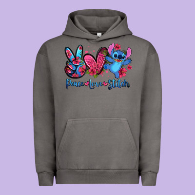 Peace Love Stitch Urban Hoodie Designed By Zillion Design Studio