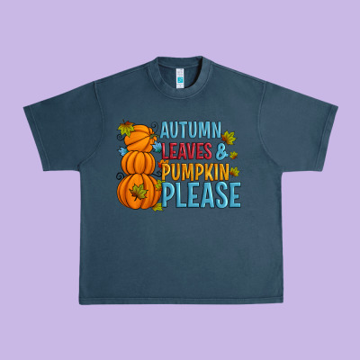 Autumn Leaves And Pumpkin Please Urban Heavy Tee Designed By Artiststas