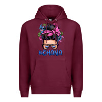 Burgundy ohana stitch messy bun Premium Hoodie - Zillion Design Studio
