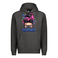 Charcoal Heather ohana stitch messy bun Premium Hoodie - Zillion Design Studio