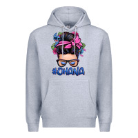 Heather Grey ohana stitch messy bun Premium Hoodie - Zillion Design Studio